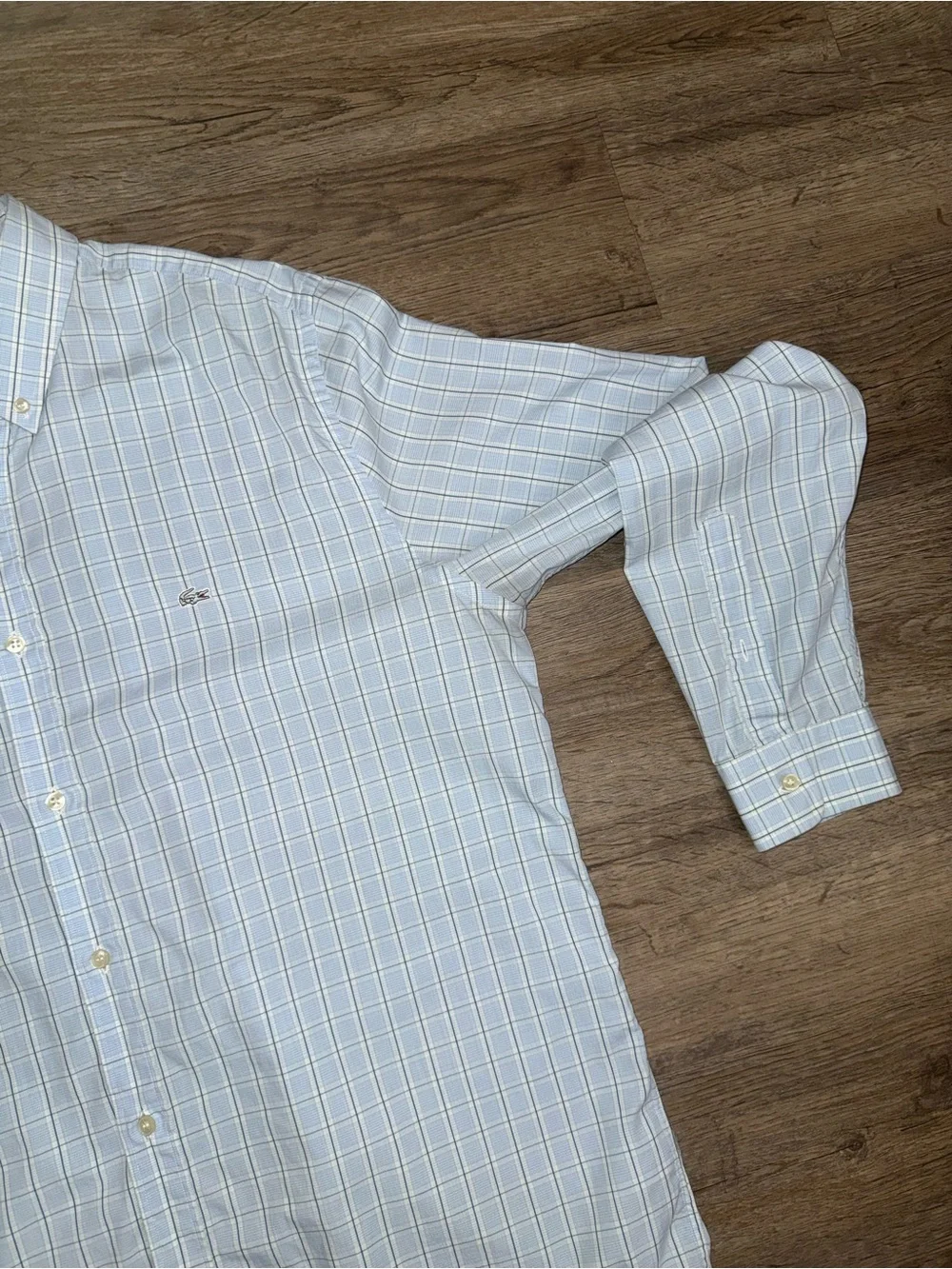 Lacoste Men’s Regular Fit Blue Plaid Button Down Shirt 16.5 Large